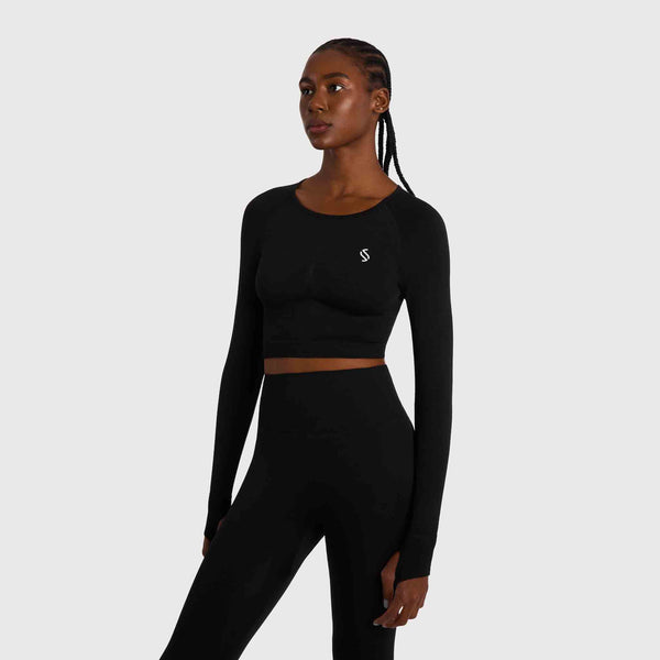 Streak Form Fitted Long Sleeve Top - Onyx