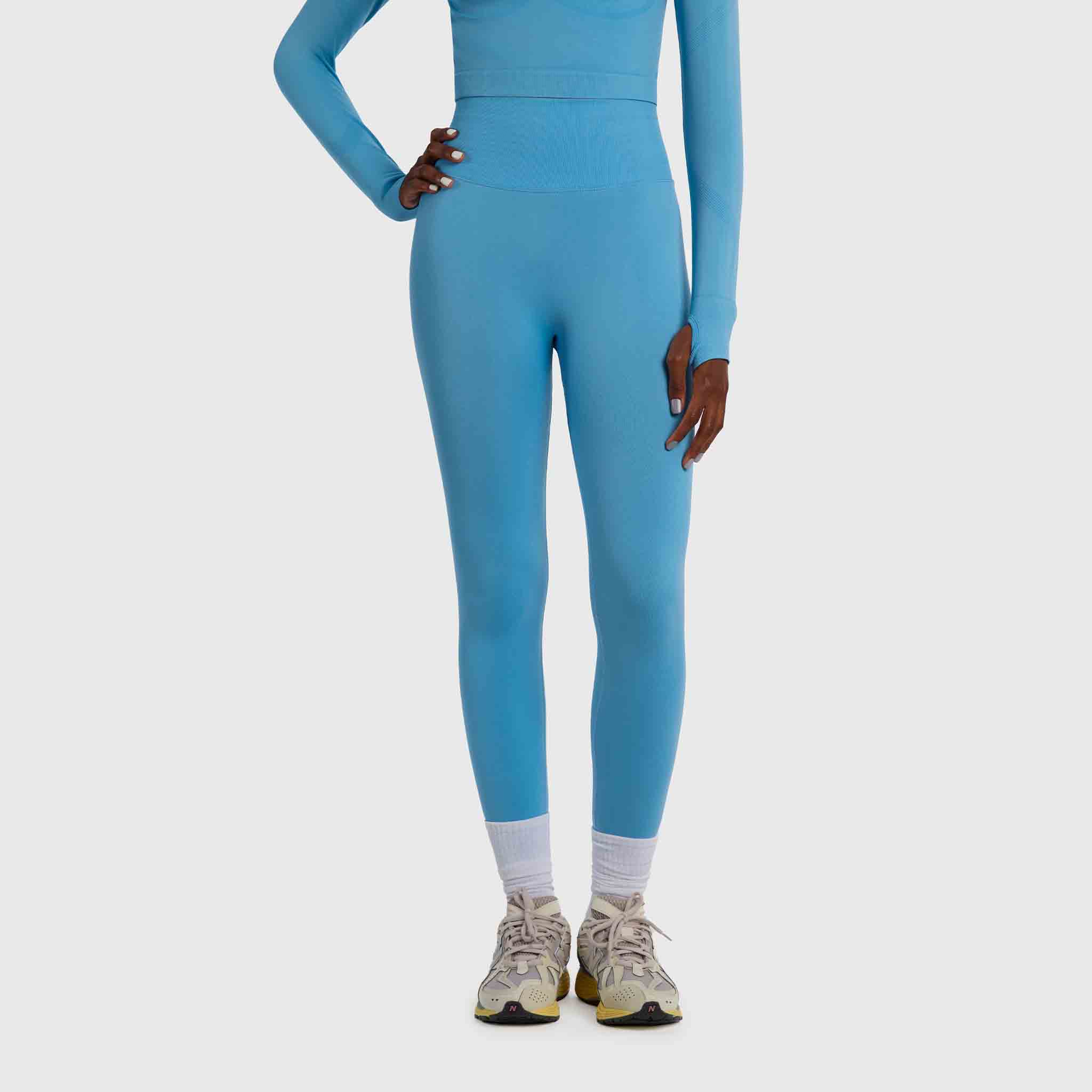 Streak Form Fitted High Waisted Legging - Sky