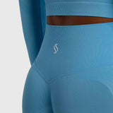 Streak Form Fitted High Waisted Legging - Sky