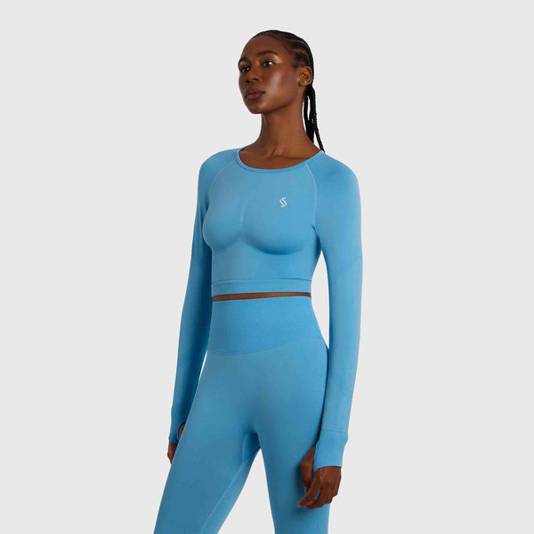 Streak Form Fitted Long Sleeve Top - Sky